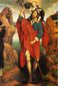 Hans Memling, ŚWIĘTY KRZYSZTOF (fragment), 1484, Groeningenmuseum, Brugia