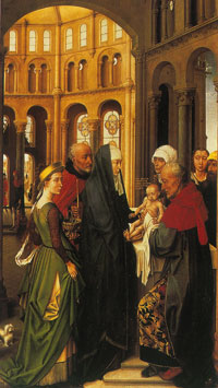 Rogier van der Weyden, Poświęcenie Jezusa w Świątyni, ok. 1458-1459, Stara Pinakoteka, Monachium